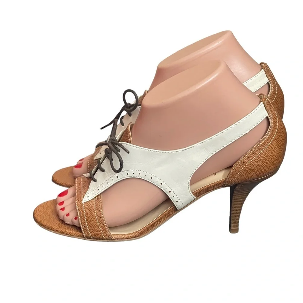 Jour leather lace up beige/tan heels‎ size 37(7)